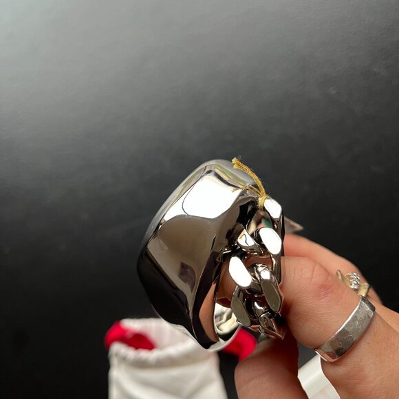 NWT Alexander McQueen Molten Chain Cuff Bracelet Silver Sz Small - Picture 14 of 16